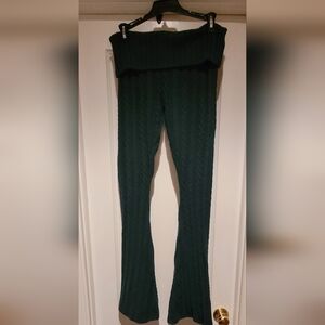 PRE-OWNED " PINK " Dark Green Knit YOGA Flare Pants